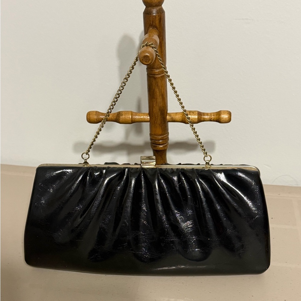 Vintage Elegant Black Clutch Bag Pleated